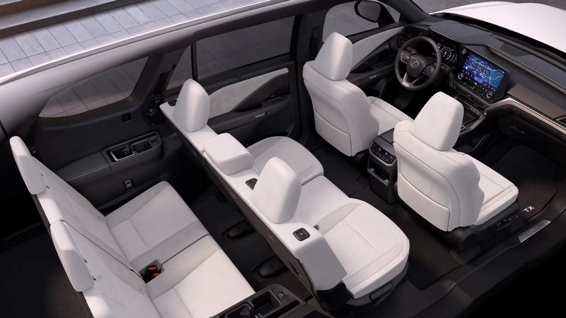 Interior overview of a 2026 Lexus TX 350 SUV