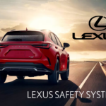 Lexus Safety System+ image with a red SUV driving down the highway