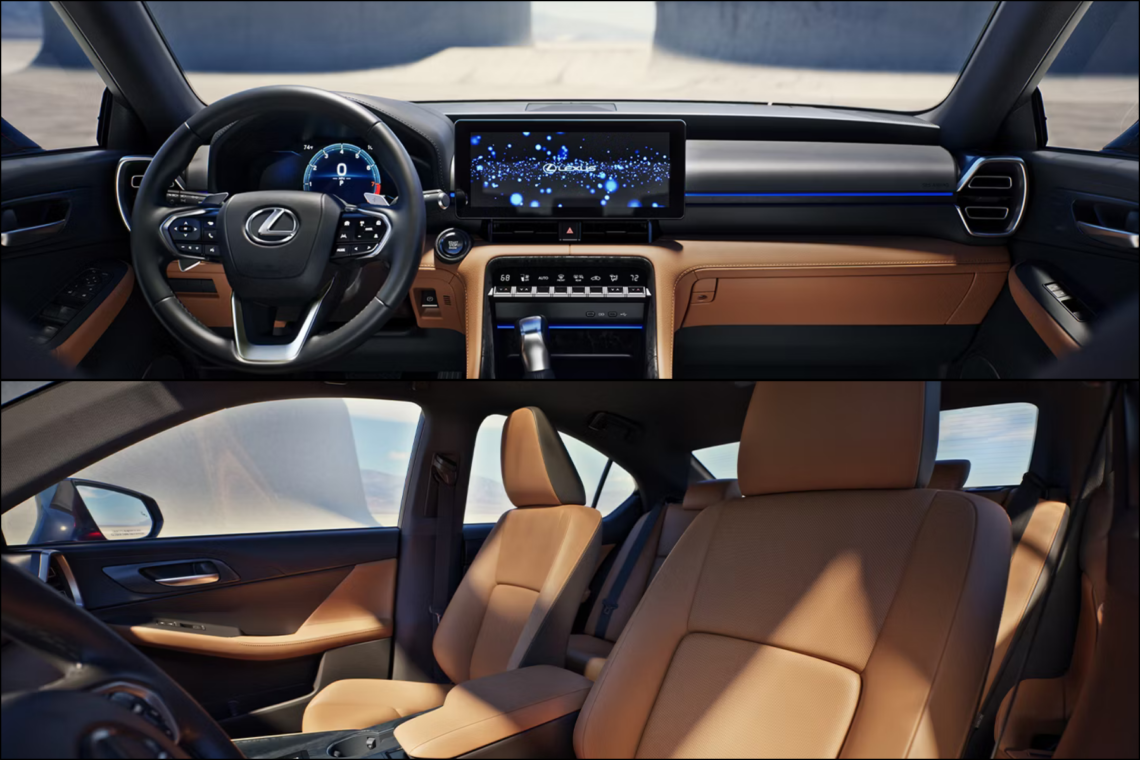 2026 Lexus IS front interior views of technology and seating.
