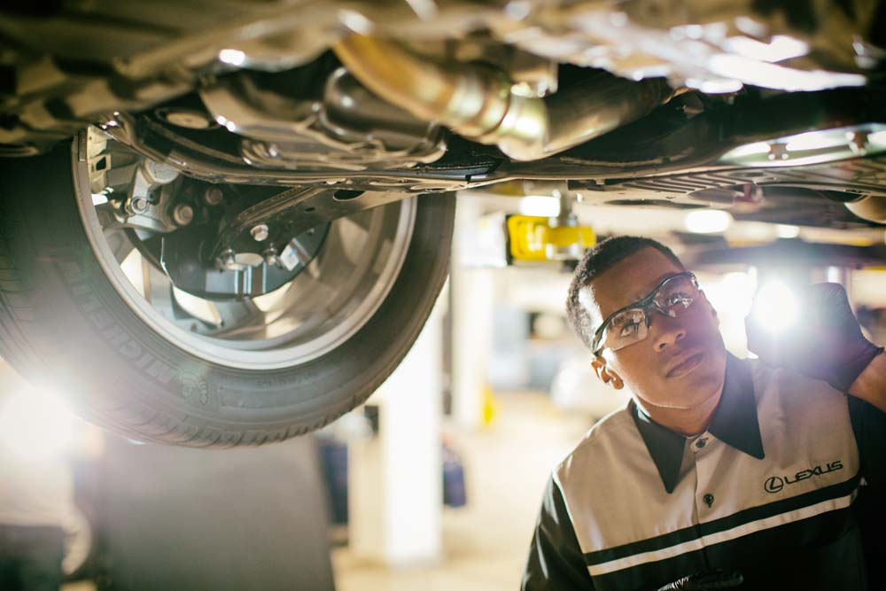 Lexus under chassis service inspection